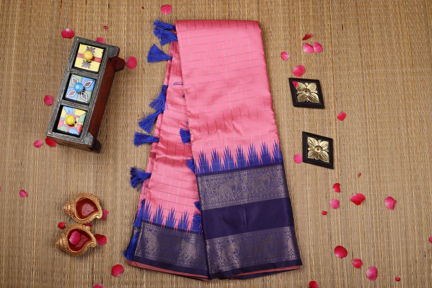 Semi Kanchipuram Silk Saree-Pink