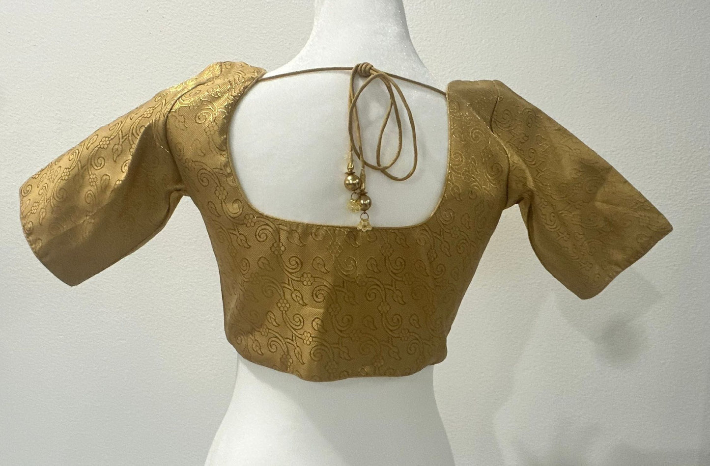 Gold Silk Blouse with Self Design