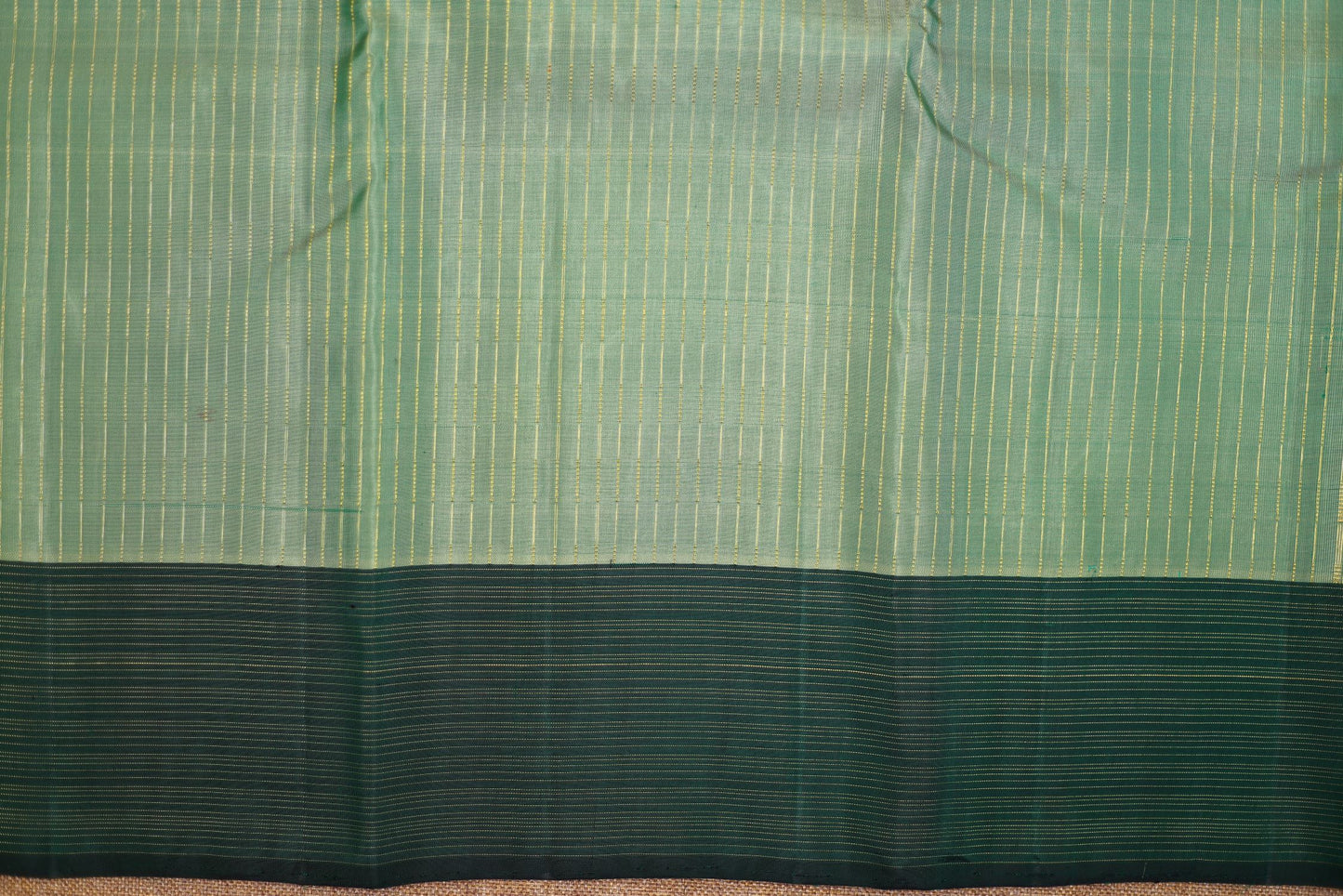 Pure Handloom Korvai Kanjivaram Silk Saree - Moss Green Color with Bottle Green Border