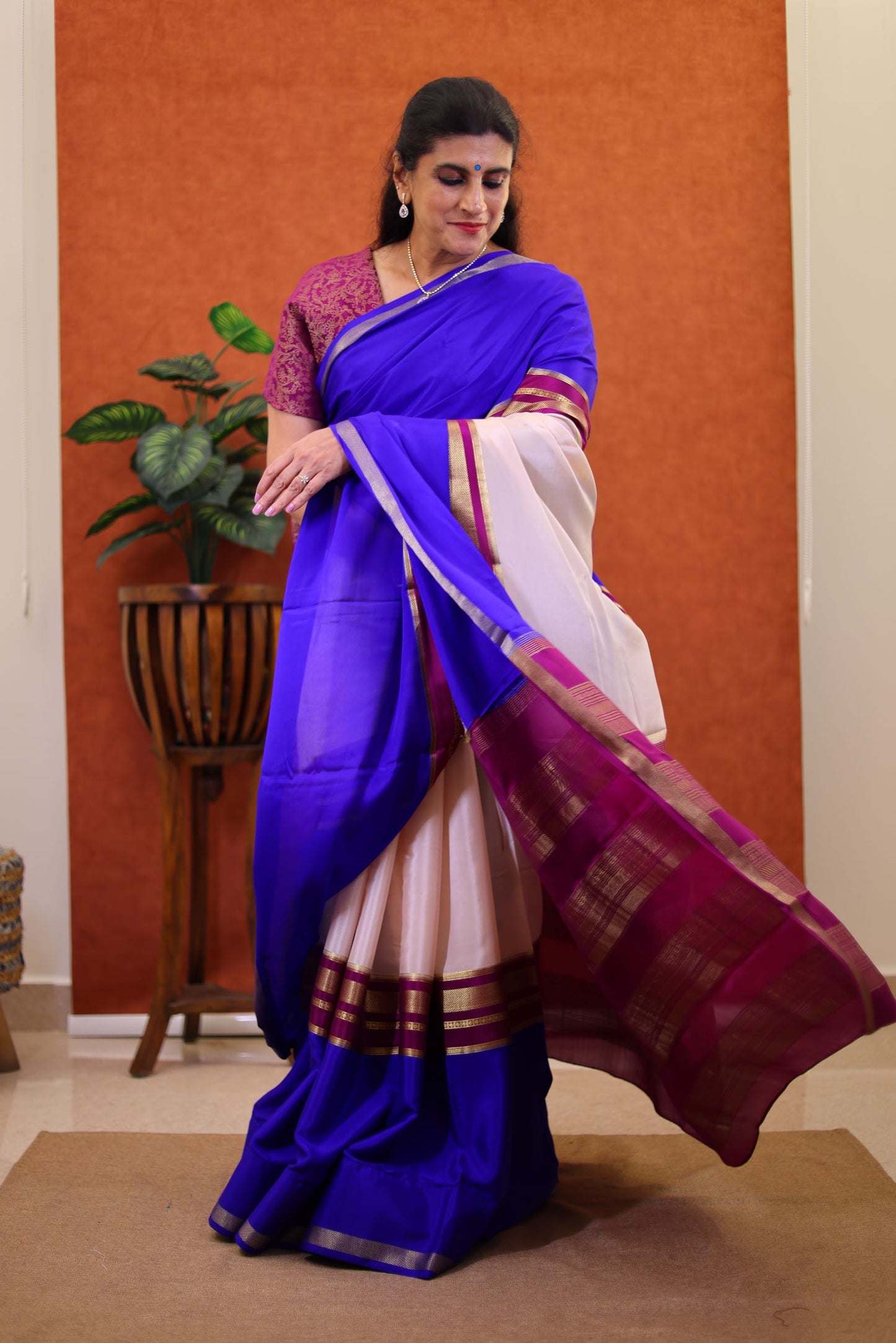 Pure Mysore Silk - Multi Color with Zari Border