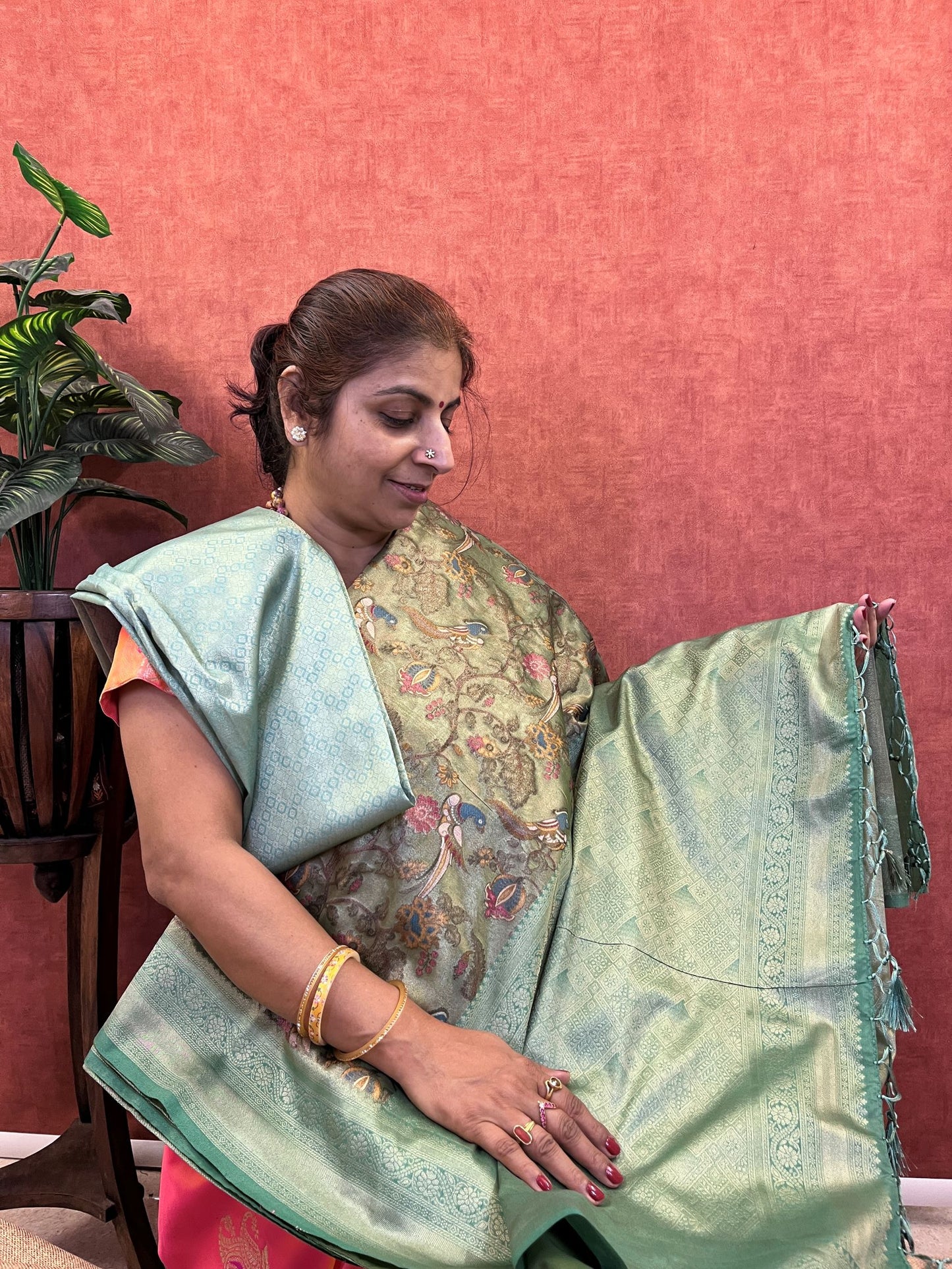 Semi Handloom Tissue Silk - Pastel Blue