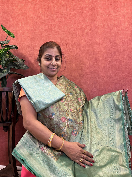Semi Handloom Tissue Silk - Pastel Blue