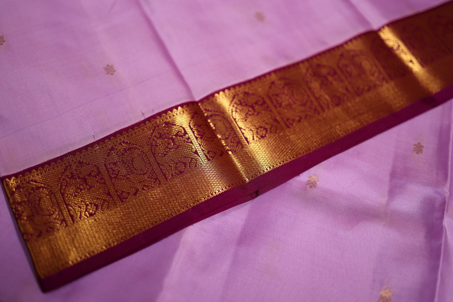 Pure Silk Saree - Lavendar Color with Magenta Zari Border