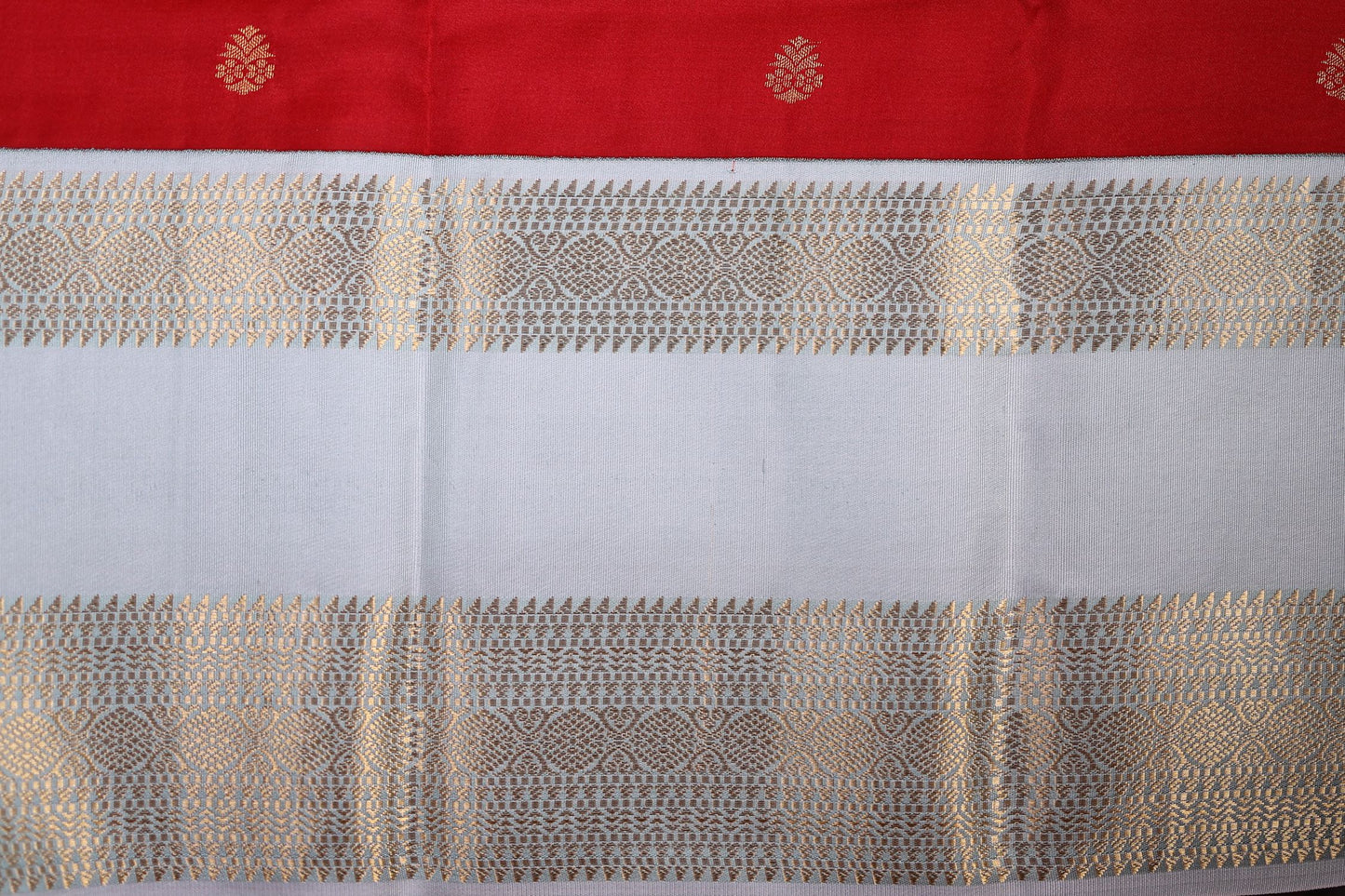 Pure Silk Saree - Tomato Red Color with Pastel Zari Border