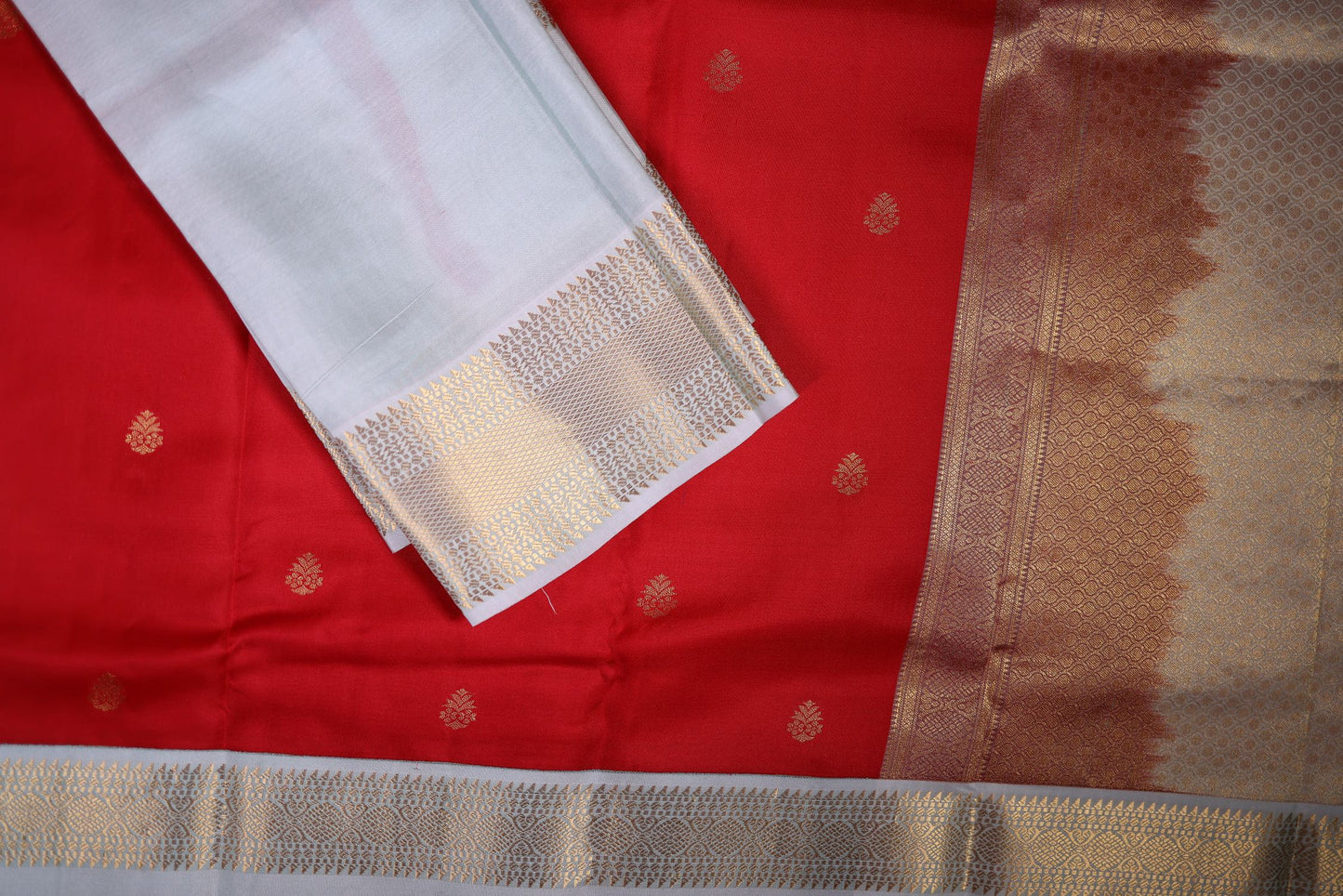 Pure Silk Saree - Tomato Red Color with Pastel Zari Border