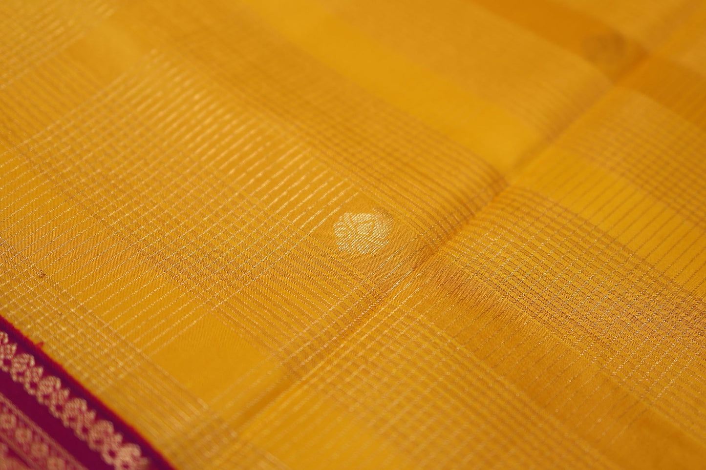 Pure Silk Saree - Yellow Color with Magenta Color Zari Border