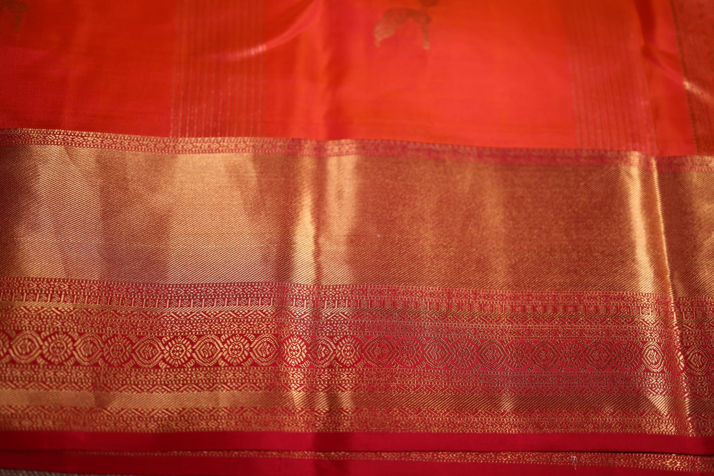 Pure Silk Saree - Orange Color with Zari Border