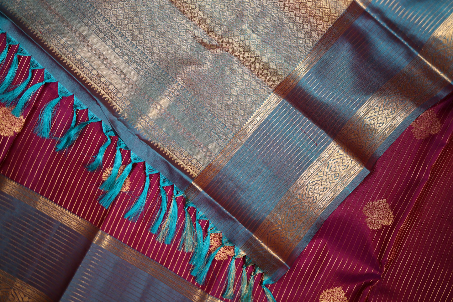 Pure Silk Saree - Brown Color with Contrast Zari Border