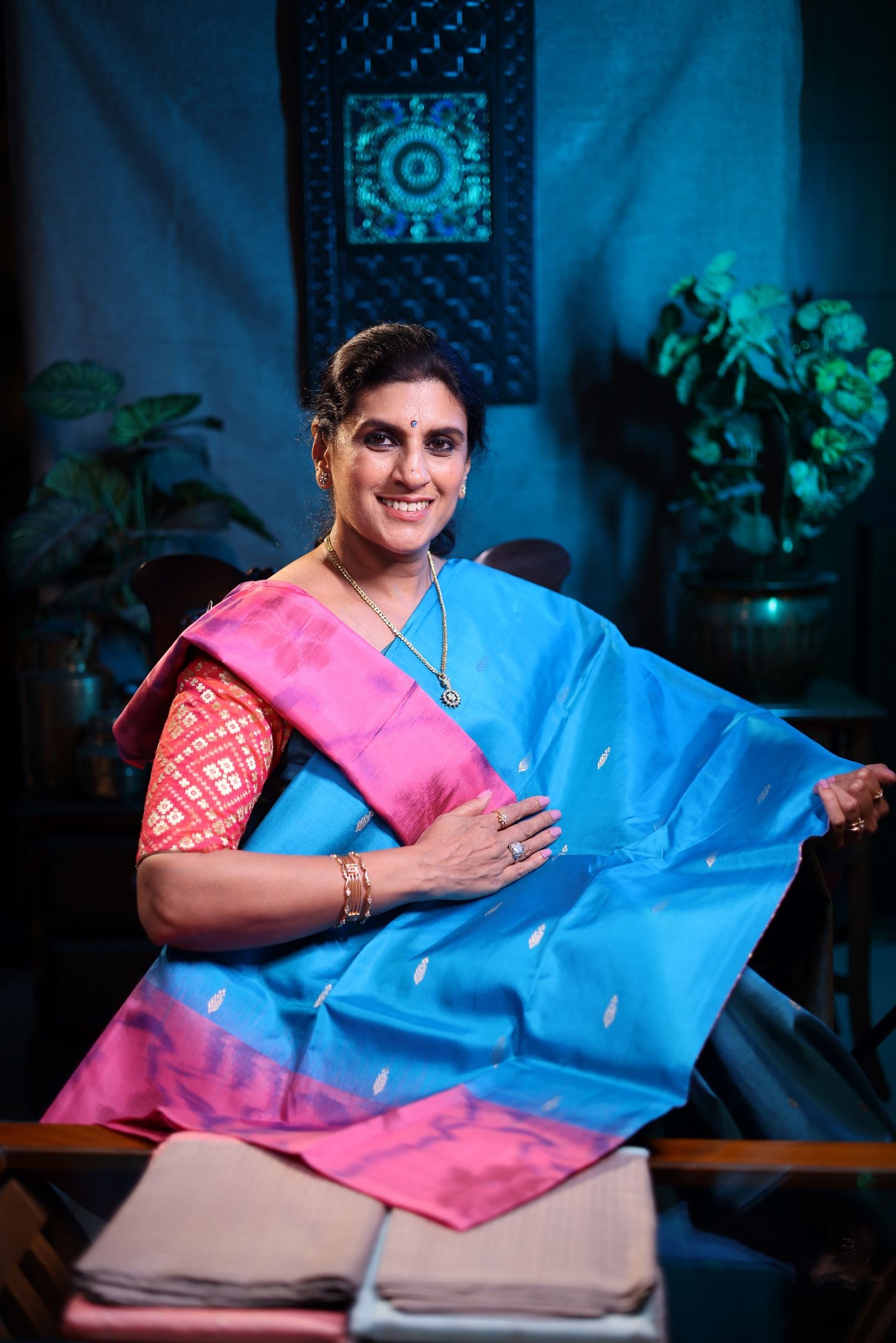 Pure Silk Saree - Blue Color with Pochampally Design