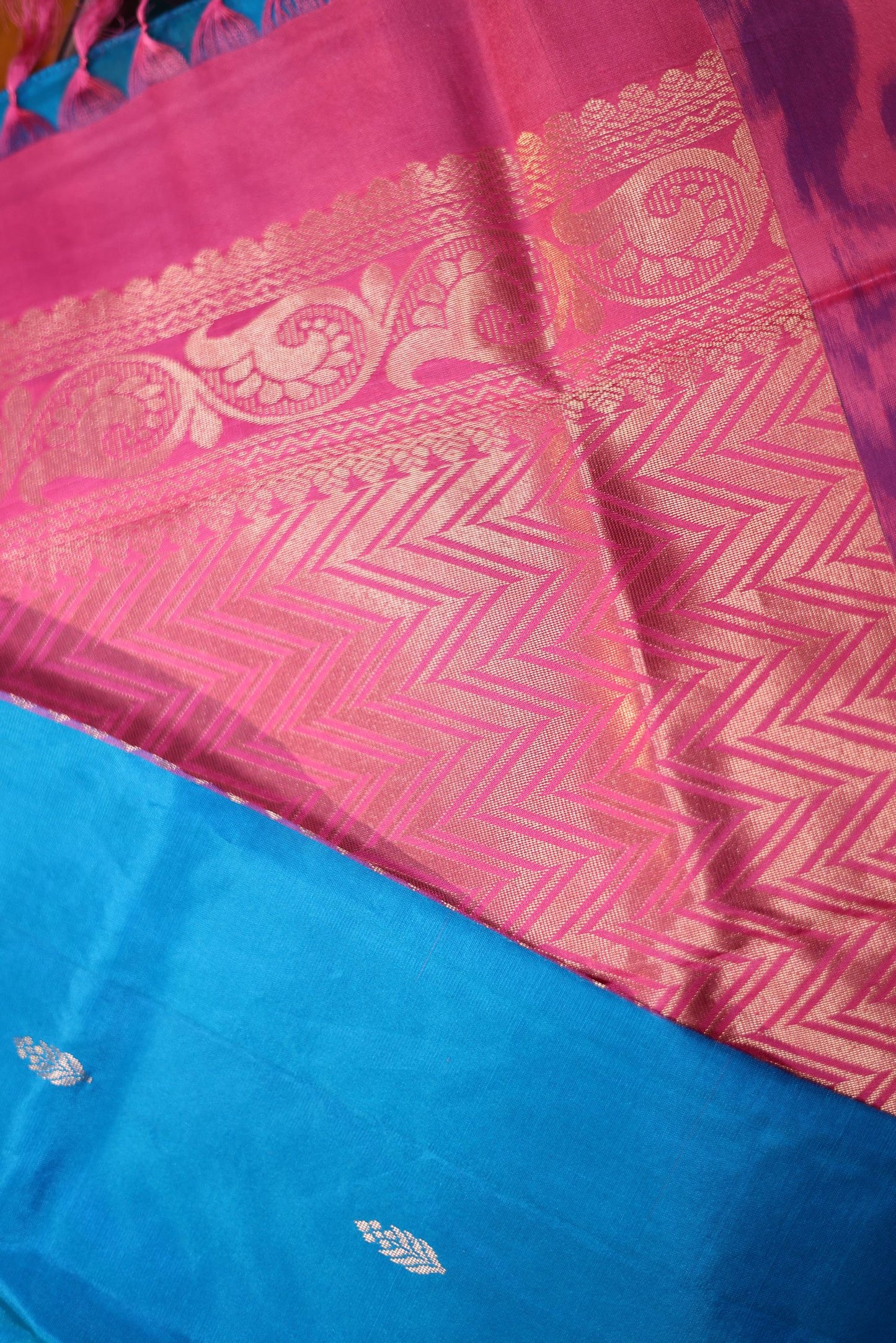 Pure Silk Saree - Blue Color with Pochampally Design