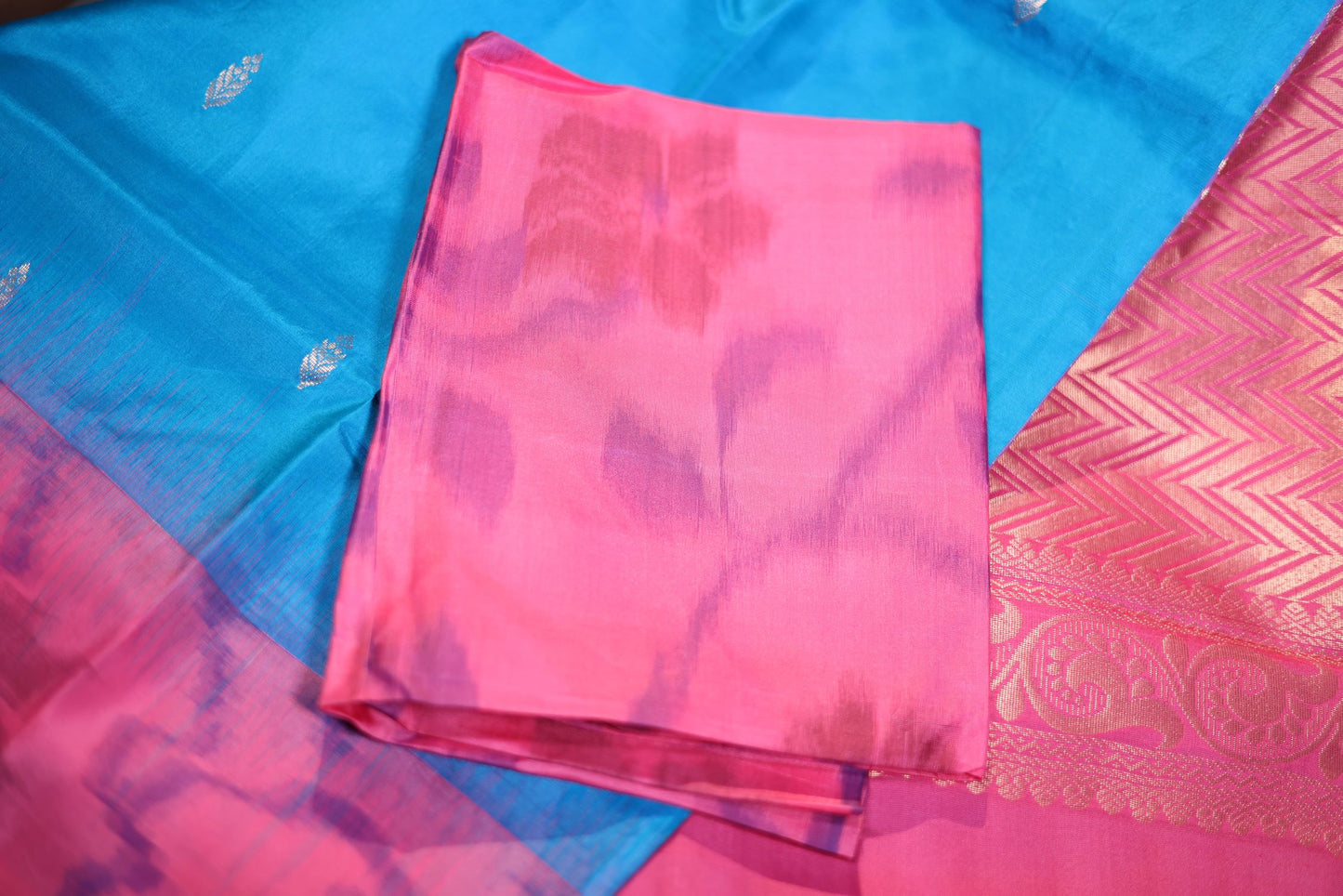 Pure Silk Saree - Blue Color with Pochampally Design