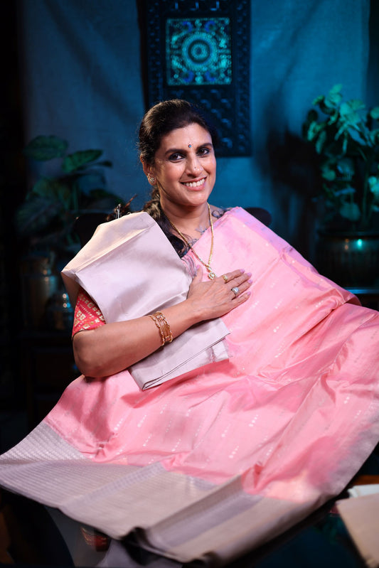 Pure Silk Saree - Pastel Pink Color