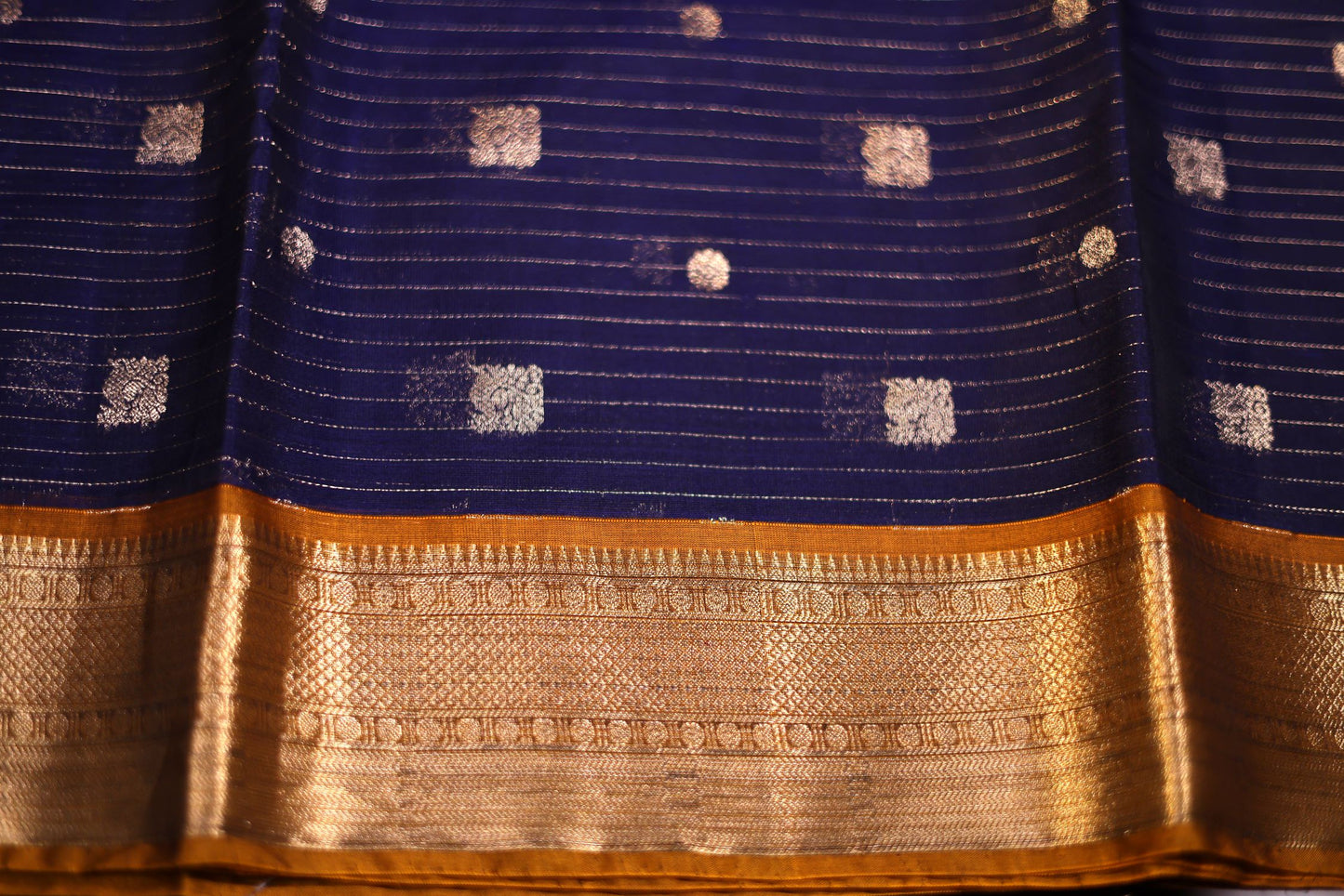 Seeko Silk Saree - Navy Blue Color with Contrast Border