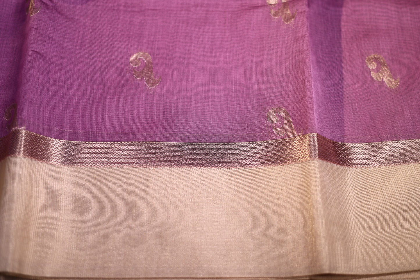 Seeko Silk Saree - Lavendar Color with Zari Border