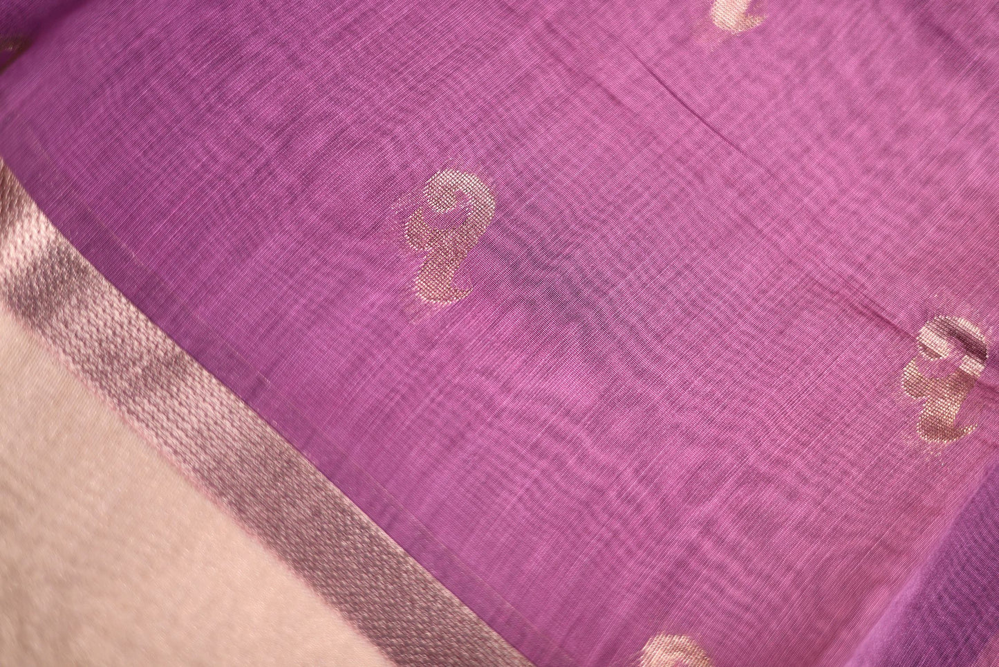 Seeko Silk Saree - Lavendar Color with Zari Border