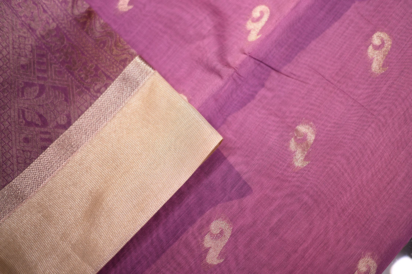 Seeko Silk Saree - Lavendar Color with Zari Border