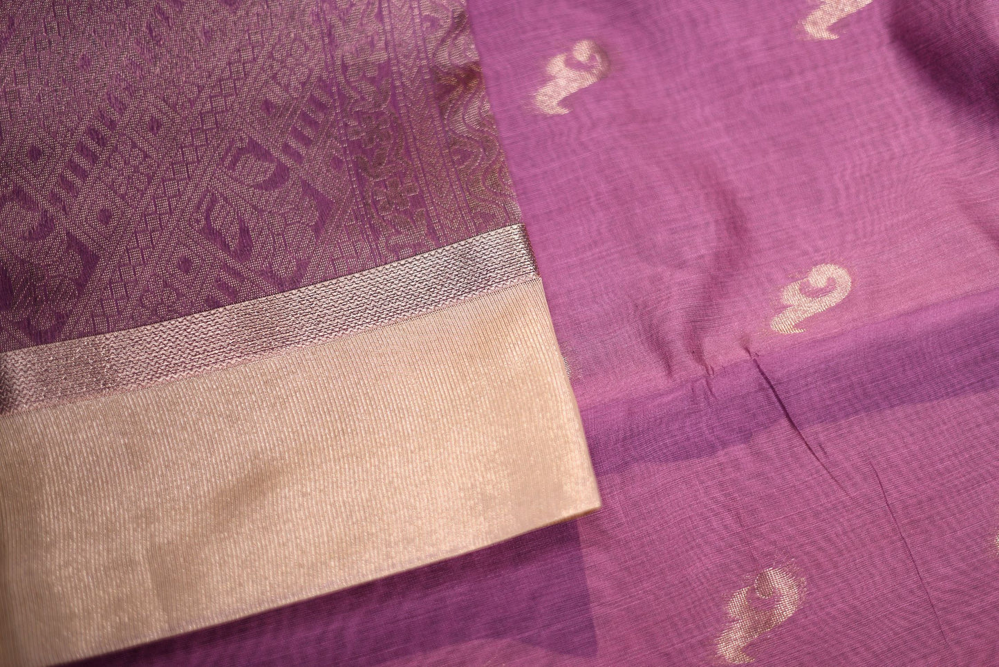 Seeko Silk Saree - Lavendar Color with Zari Border