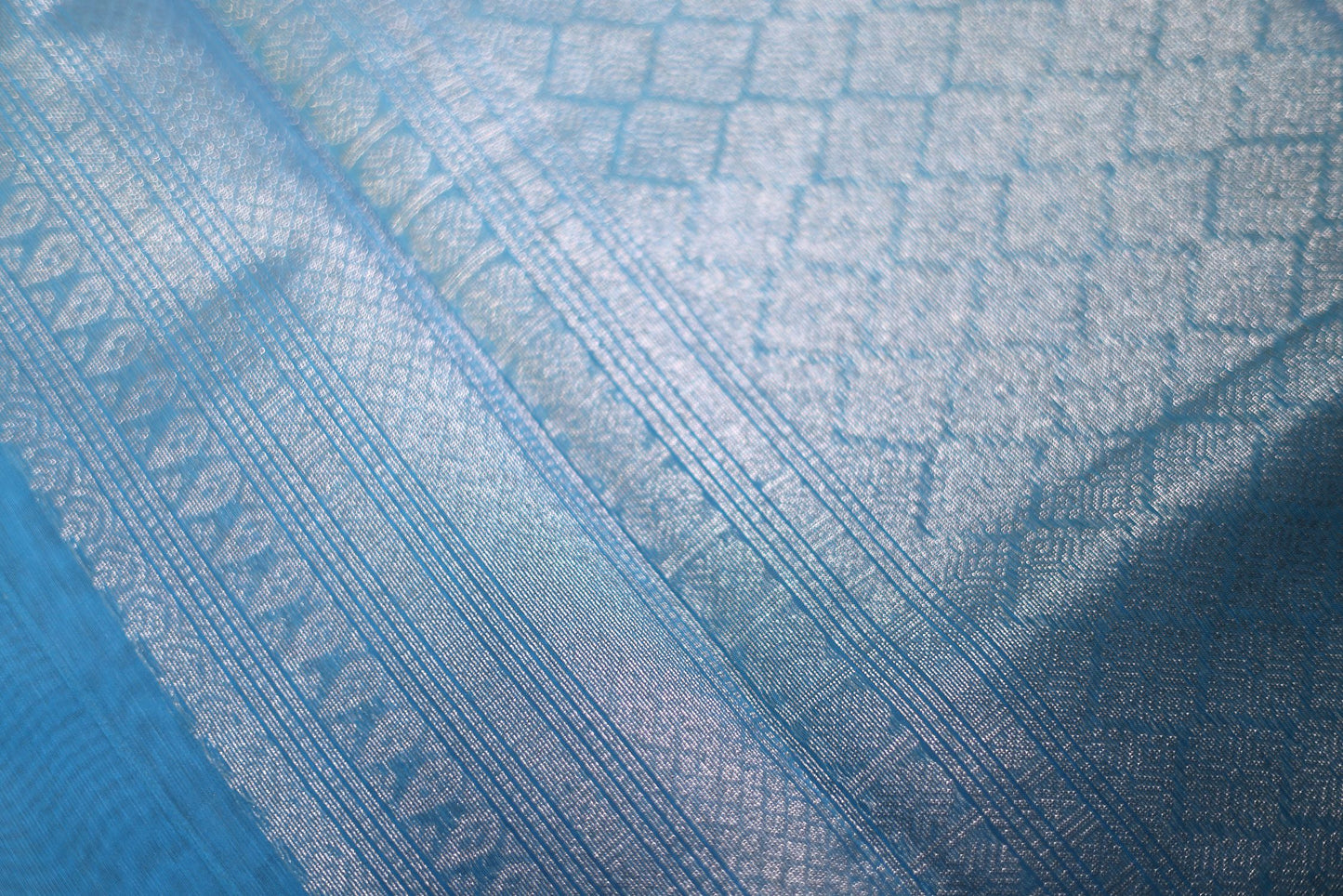 Seeko Silk Saree - Blue Color with Zari Border