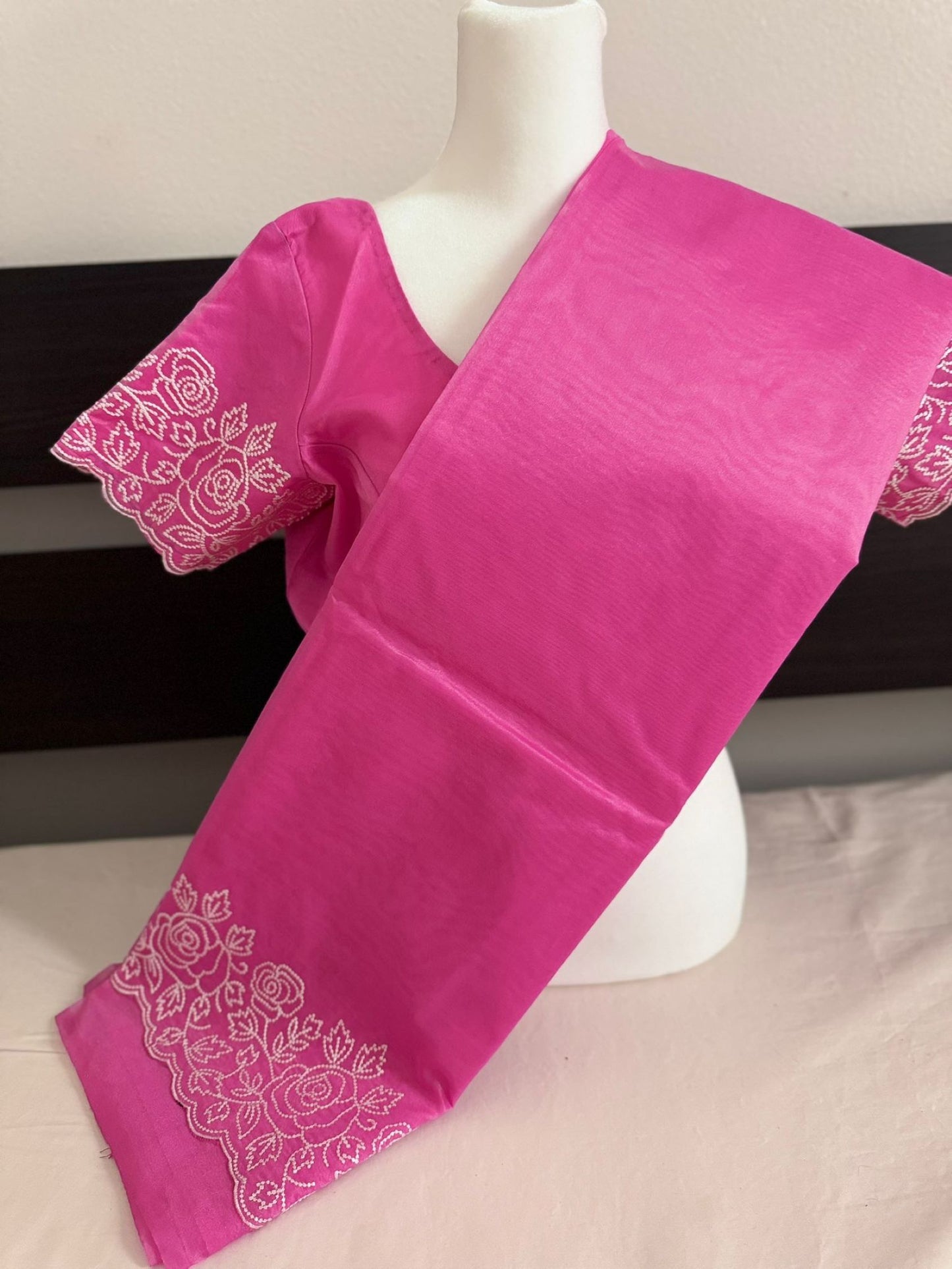 Banaras Soft Silk Organza Saree - Dark Pink Color