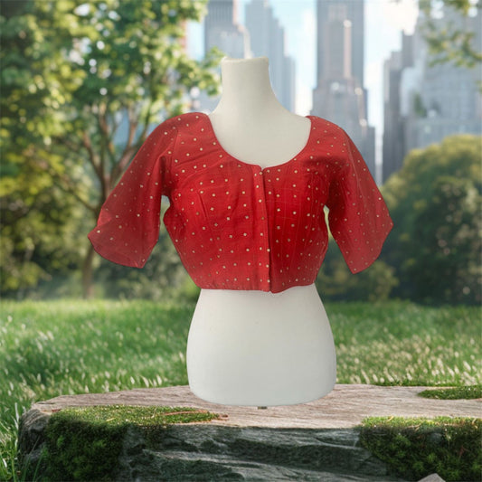 Red Silk Blouse with Sequins