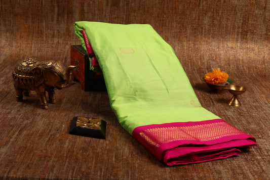 Parrot Green Paithani Silk Cotton Saree