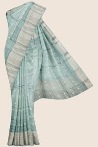 Jute Crepe Saree - Pastel Green