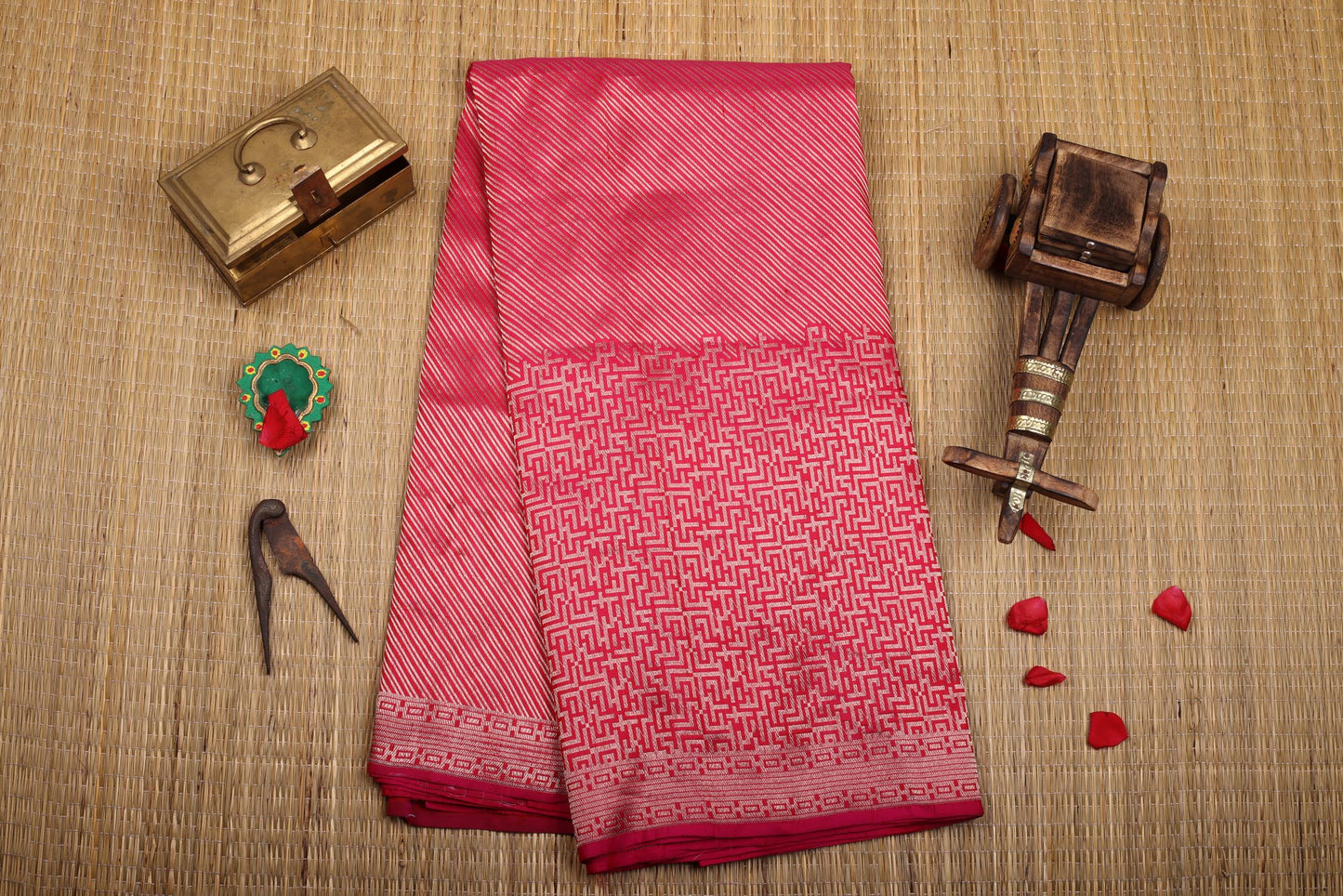 Pure Banaras Silk Saree - Rani Red